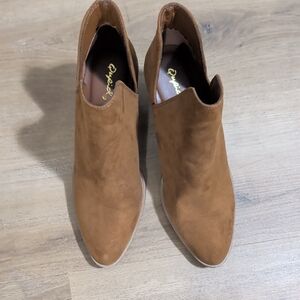 Qupid Tan Suede Ankle Booties